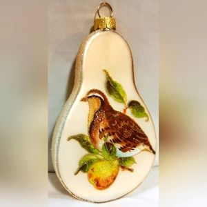 Blown Glass Christmas Ornament A Partridge in a Pear Tree